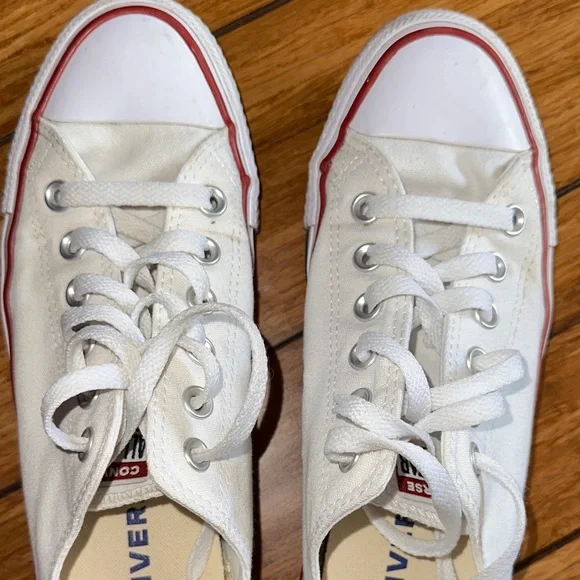 Converse White and Red Athletic Shoes - Picture 2 of 4